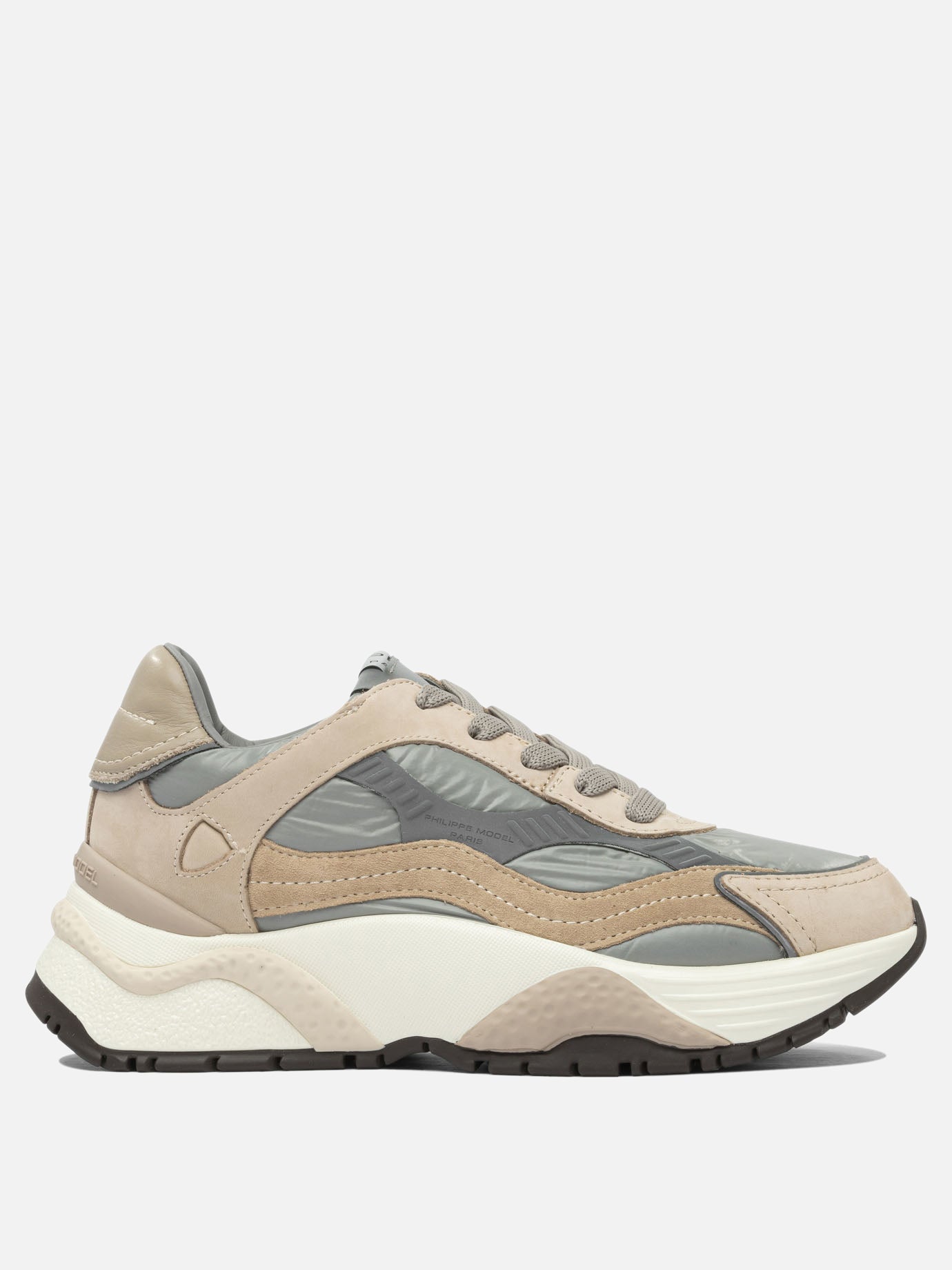 Sneaker basse 50% fabric 40% calf leather 10% goat leather - 100% rubber  Beige - Philippe Model Paris Donna | PDP | VIETTI Online Store | thumbnail