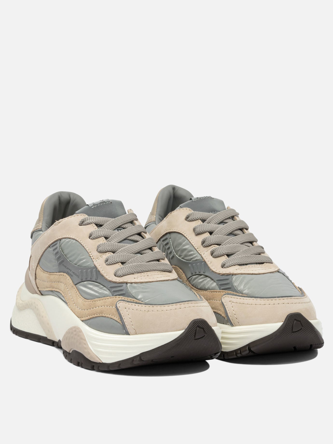 Sneaker basse 50% fabric 40% calf leather 10% goat leather - 100% rubber  Beige - Philippe Model Paris Donna | PDP | VIETTI Online Store | thumbnail_2