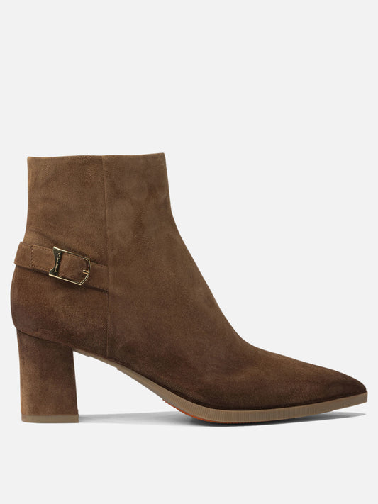 Stivaletti con zip 100% suede - 100% rubber  Marrone - Santoni Donna | PLP | VIETTI Online Store 
