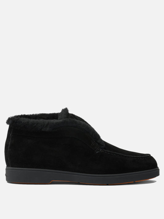 Stivaletti pull-on 100% suede - 100% rubber  Nero - Santoni Donna | PLP | VIETTI Online Store 
