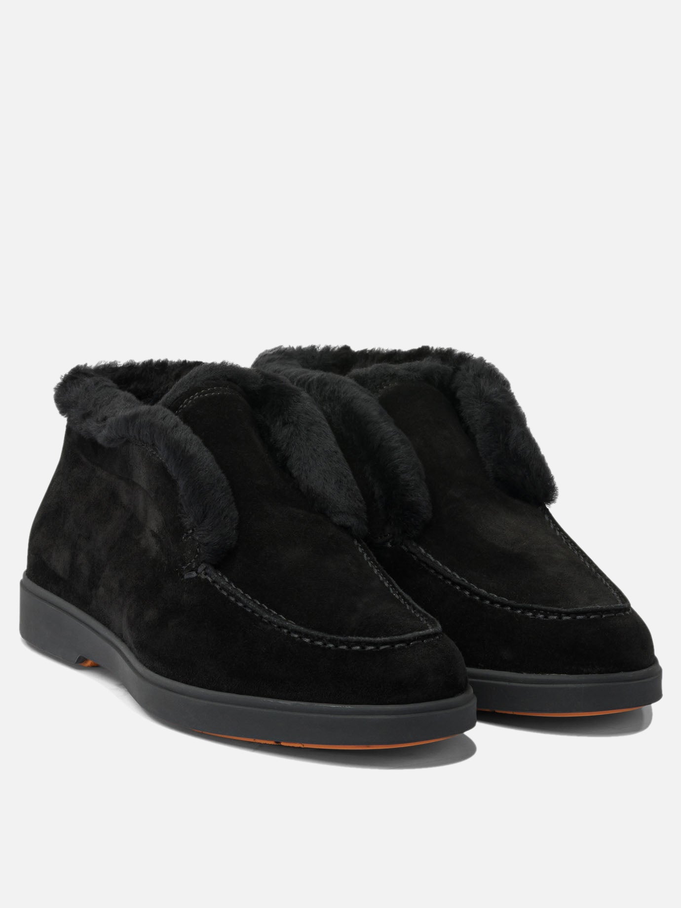 Stivaletti pull-on 100% suede - 100% rubber  Nero - Santoni Donna | PDP | VIETTI Online Store | thumbnail_2