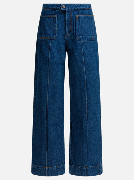 Jeans a gamba larga Solid colour  Blu - Soeur Donna | PDP | VIETTI Online Store 
