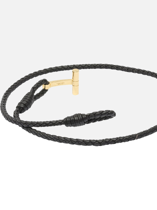 Tom Ford T-braided leather bracelet 29273078_L Brown 2