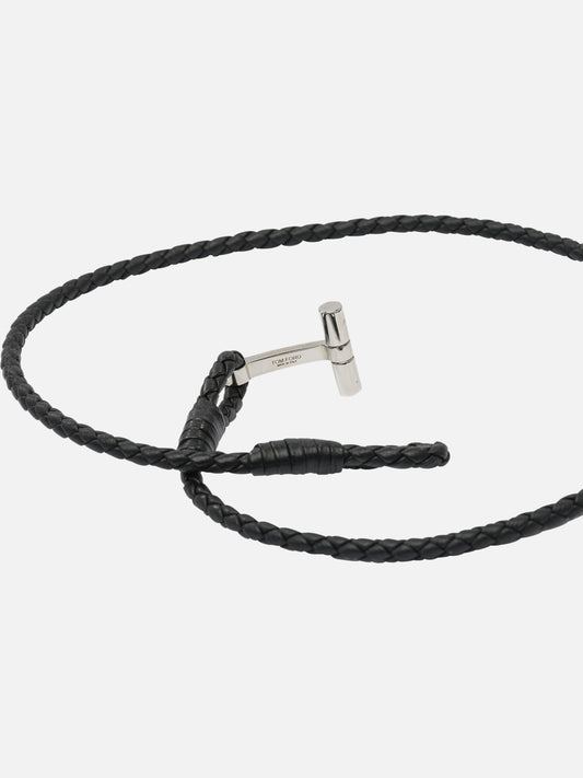 Tom Ford T-braided leather bracelet 27462934_L Black 2