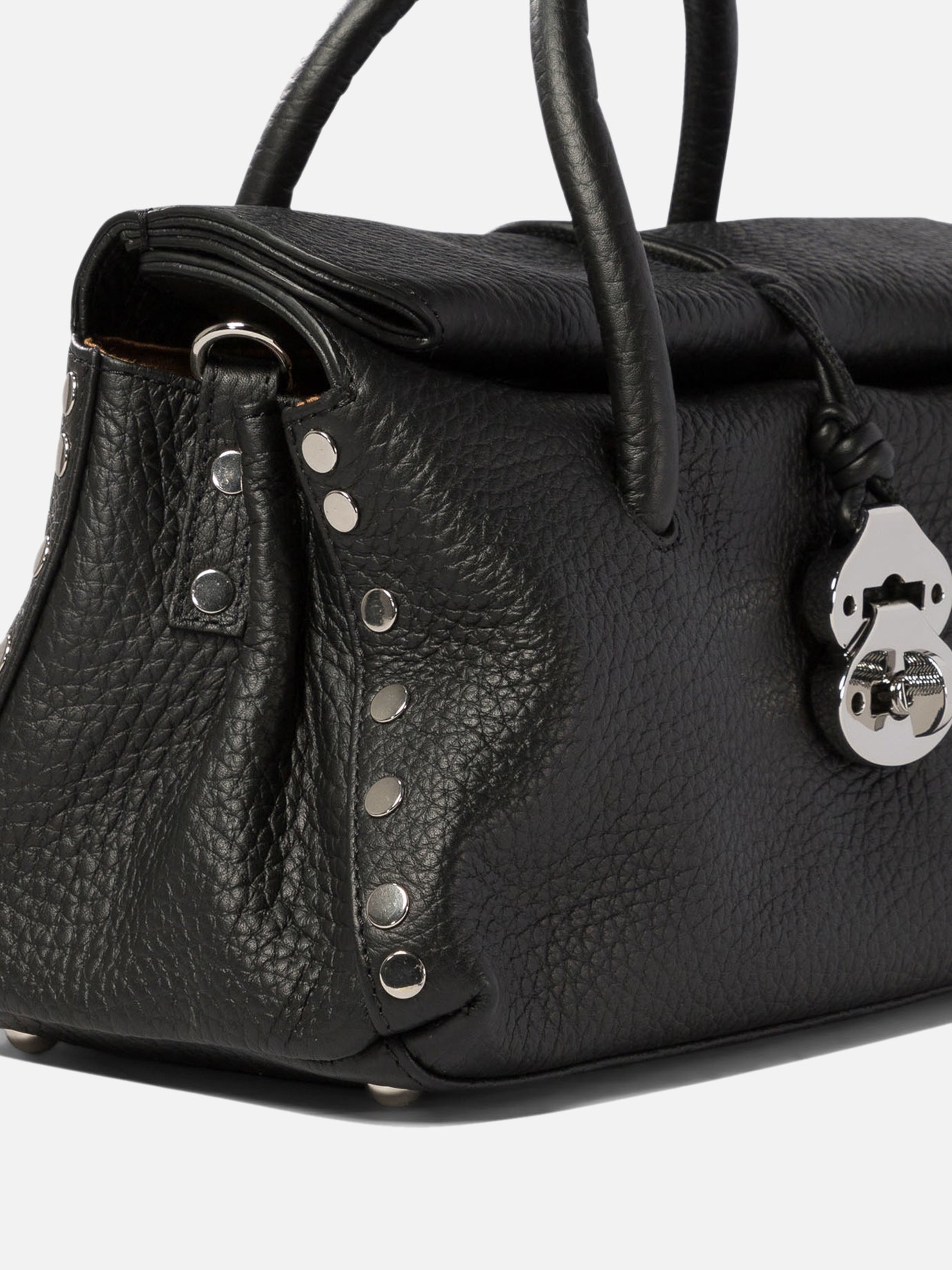 Medium bags 100% cow leather - 100% cotton  Black - Zanellato Women | PDP | VIETTI Online Store | thumbnail_4